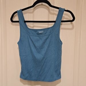Old Navy Women's Ribbed Blue Crop Tank Top